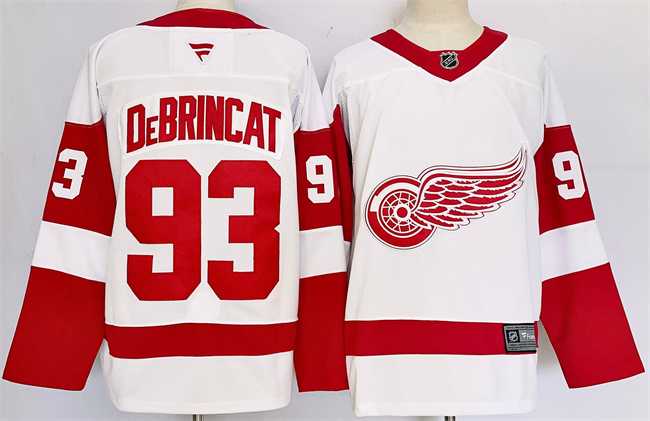 Mens Detroit Red Wings #93 Alex DeBrincat White 2024-25 Stitched Jersey